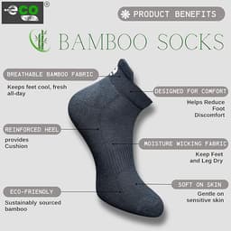 Ecosync Pack of 4 Bamboo Ankle length Socks (Black + Navy + Olive + Off White, Unisex) | 88% Bamboo, Eco-Friendly.